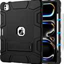 Case for iPad Pro 13 Inch Case (M5 2025/ M4 2024) with Pencil Holder, Built-in Stand, Military Grade Shockproof Protective Cover for iPad Pro 13" 8th/ 7th, Black