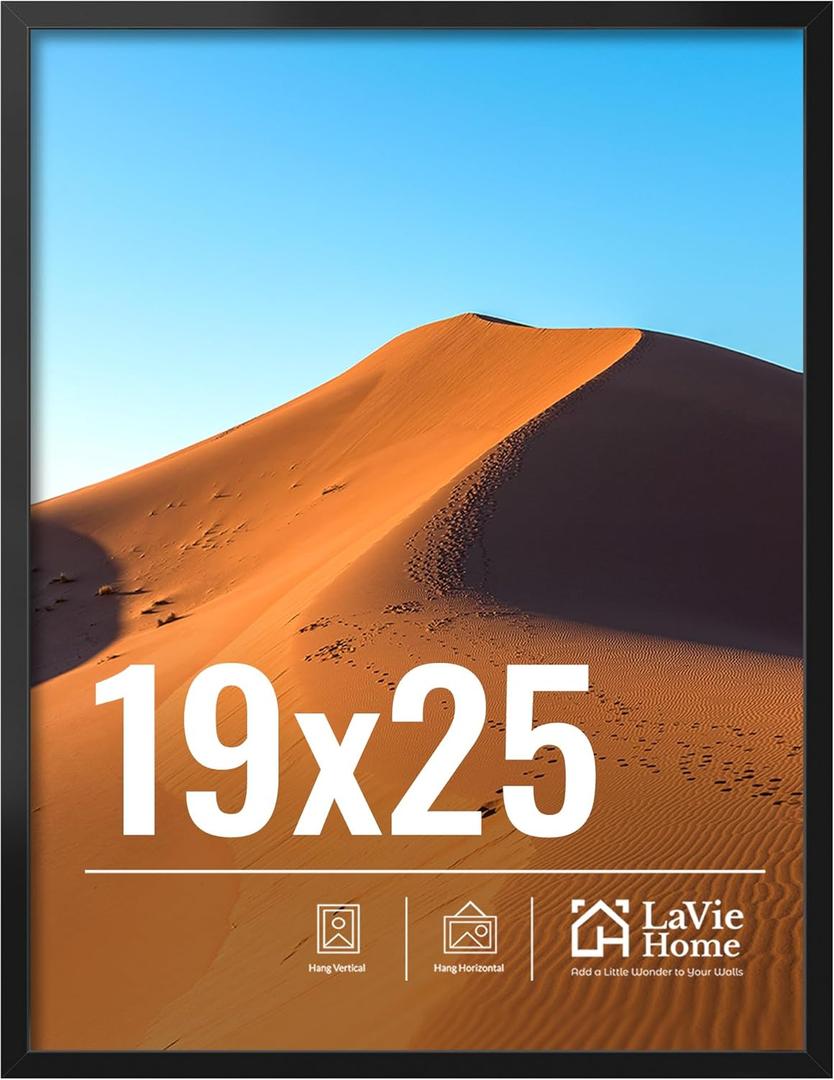 LaVie Home 19x25 Picture Frame for Wall Display, 19x25 Black Picture Frame with HD Plexiglas, 19 x 25 Poster Frame 1 Pack, Display Frame for Vertical or Horizontal, Classic Collection LaVie Home 19x25 Picture Frame for Wall Display, 19x25 Black Picture Frame with HD Plexiglas, 19 x 25 Poster Frame 1 Pack, Display Frame for Vertical or Horizontal, Classic Collection