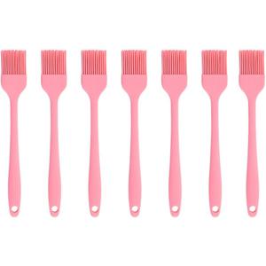 Silicone brush, Oil Brush for BBQ Kitchen Cooking Baking and Grilling7 PCS,Pink)