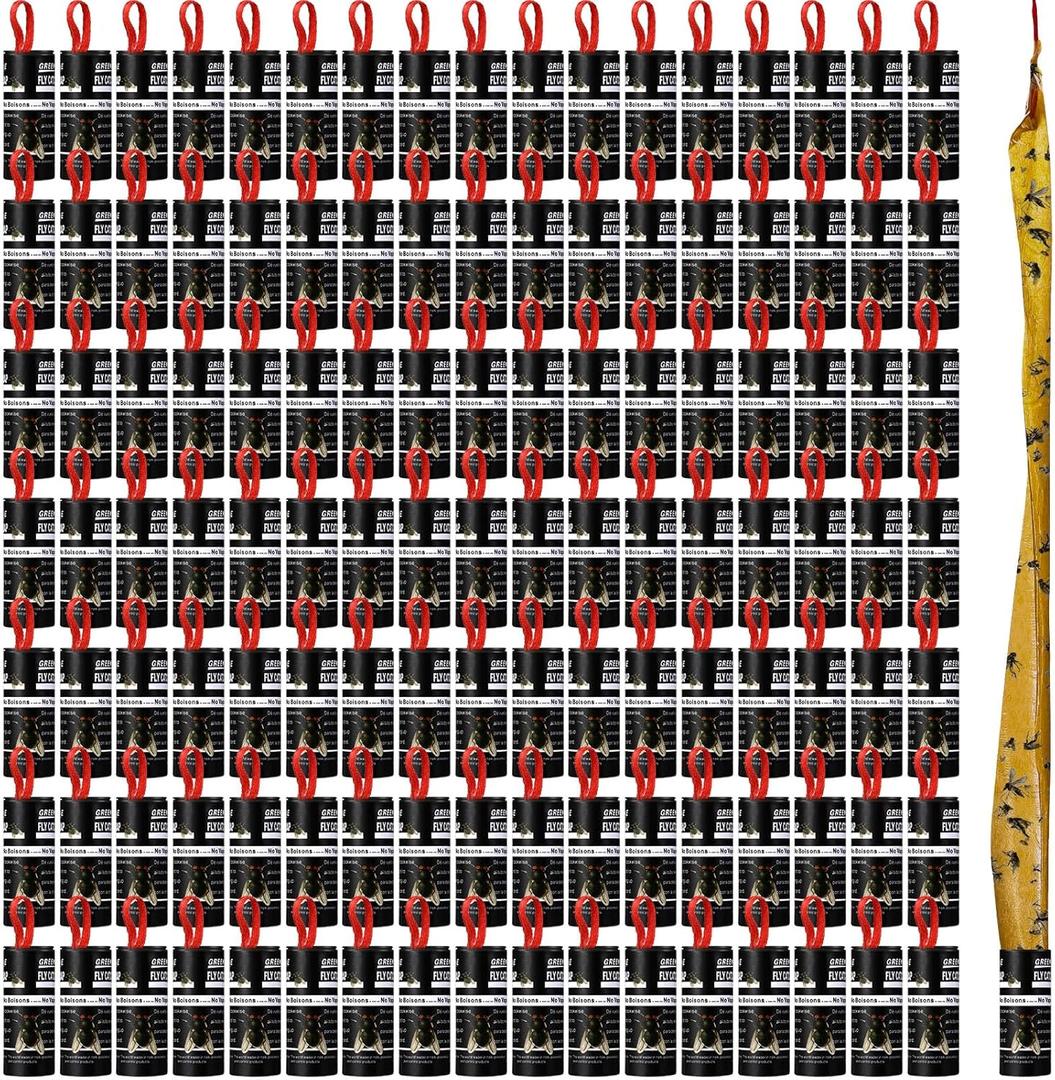 Qualirey 160 Pack Fly Strips Sticky Fly Trap Indoor Outdoor Hanging Ribbon Tape Paper Flying Insect Trap Gnat Killer Traps Catcher for Fruit Flies, Bug, Insect, Pest (Black)