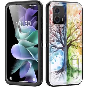 for Moto G 5G 2023 Case with Built in Kickstand,Shockproof/Dustproof/Drop Proof 3-Layer Military Grade Protective Cover for Motorola Moto G 5G 2023,Abstract Colorful Tree of Life