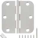 Door Hinges Brushed Nickel - 30 Pack 3.5 Inch Rounded with 5/8" Radius Satin Nickel Door Hinges for Interior and Exterior Doors - Heavy Duty 3 1/2" Silver Residential Door Hardware