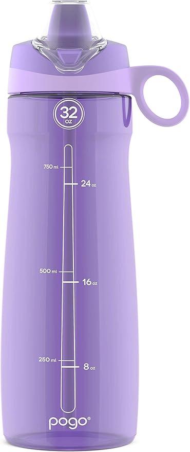 Pogo Plastic Water Bottle with Straw Lid and Carry Handle, Reusable, BPA Free, Dishwasher Safe, Perfect for Travel, School, Outdoors, and Gym | 32oz, 40oz 
