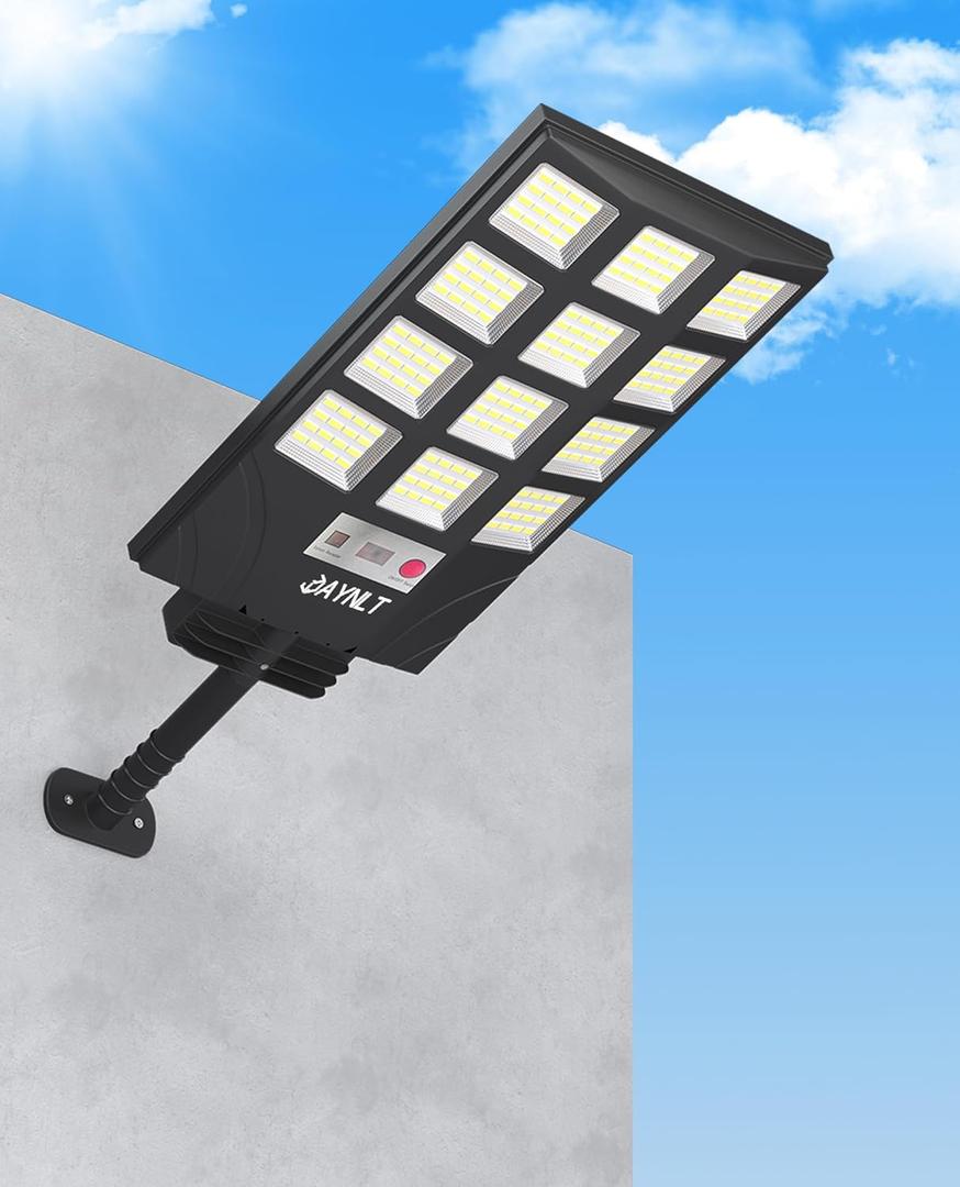 JAYNLT Solar Lights for Outside, 5 Lighting Modes Solar Flood Security Light with Motion Sensor & Dusk to Dawn&Remote, 6500K Street Lamps for Yard Garden,Shop - 1PACK