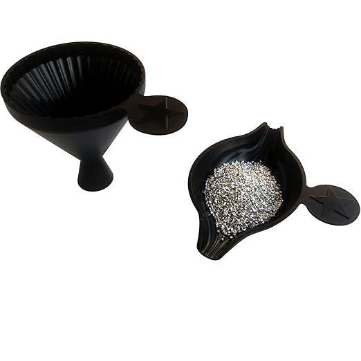 Powder Pans, Powder Funnel for Reloading, Fits All Calibers Between .22 -.375, Black