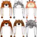 Newcotte 6 Pcs Kids Costume Hats Animal Hats Set Plush Fun Animal Headgear for Adults Teens Theme Party Christmas Halloween