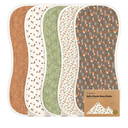5-Pack Muslin Burp Cloths Baby Boy, Girl - Very Absorbent Baby Burp Cloth Rags, 8-Layers Viscose Derived from Bamboo Cotton Muslin Towel, Super Soft Spit Up Rags, No Shrink Washcloths (Fall Spores)