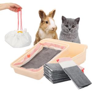 HoppScotch.bun Rabbit Litter Box Liners, Litter Mat with Actived Carbon for Odor Control, Disposable Poop Bags for Bunnies and Small Animals (Large) (1 Count (Pack of 22))