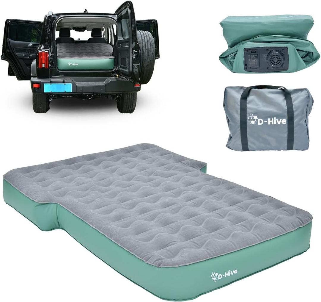 Full Size SUV Air Mattress, Easy to Install with Built-In Pump, Quick Inflation, Anti-Deflate, Fits 2 People, Green