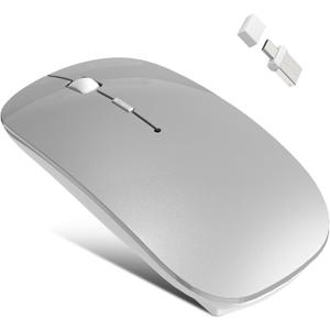 Bluetooth Wireless Mouse for MacBook Air Mac Pro Laptop Computer iPad Pad PC Laser Optical Rechargeable Mini Slim Silent Mouse Widely Used Desktop Hp iMac (Grey)