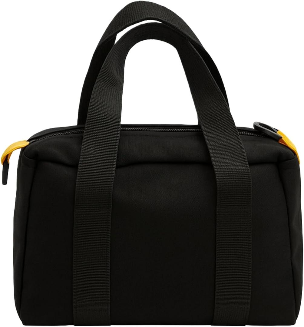 16 Inch Canvas Tool Bag, Small Tool Bag for Men, Large Capacity Wide Mouth Tool Organizer Tote Bag for Storage Hand Tools Wrenches (Black, 16 Inch)