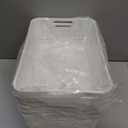 Jucoan 6 Pack White Plastic Storage Baskets, 12 X 8 X 4 Inch Large Plastic Storage Organizer Tray Bin with Handles for Classroom, Drawer, Closet, Bathroom Kitchen