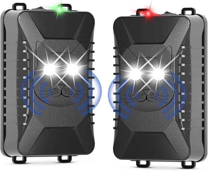 Tirgo 2PCS Car Rodent Repeller Under Hood, Ultrasonic Plug-in Mouse Repellent with Strobe Light, Battery Powered Keep Mice Out of Cars Engines, Indoor, Outdoor, Garage, Hoom (Cat)