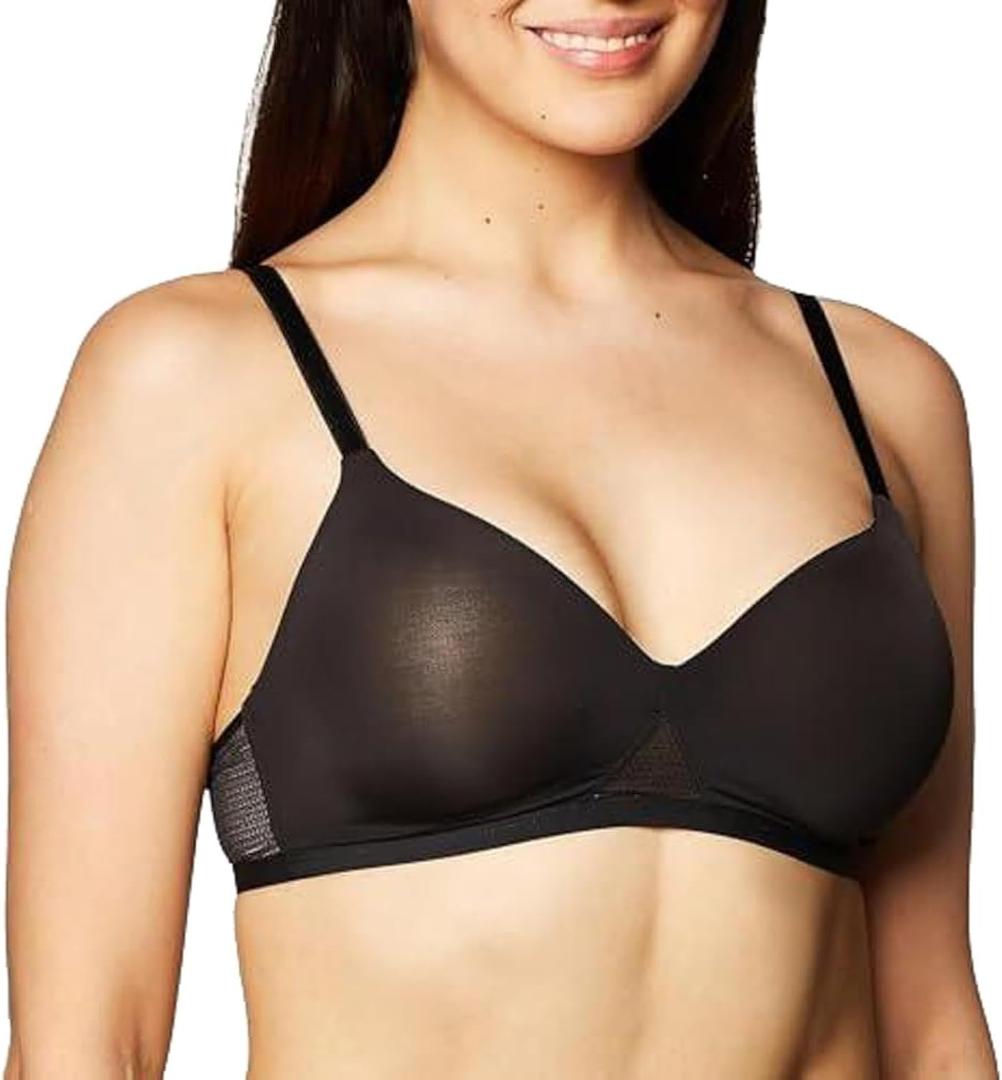 Hanes Women’s Oh So Light Comfort Flex Fit Wire Free Bra, black/ Nude, XL
