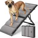 Veehoo Dog Ramp for Bed Couch Height Adjustable from 17" to 23", Foldable Stairs for Dogs to Get on Bed 17" Extra Wide, Portable Pet Doggie Steps Indoor with Non Slip Pad, Support up to 150 lbs (Gray)