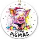 3 x Pig Ornaments for Christmas Tree 2025 - Animal Lovers Gifts for Women, Men, Merry Pigmas animal Ornaments for Christmas Tree Decorations, Funny Gifts for Friends Neighbor Farmer Who Love Pig