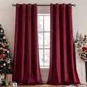 MIULEE Christmas Burgundy Velvet Curtains Solid Soft Red Blackout Curtain Grommet Top Thermal Soundproof Room Darkening Curtains/Drapes/Panels for Living Room Bedroom 52 x 84 Inch 2 Panels