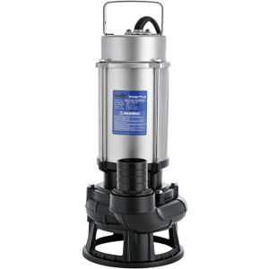 1.6HP 5200GPH Sewage Grinder Pump Stainless Steel Effluent Pump with Auto Float Switch for Basement Sump Basin and Sewage Well Pre-wired (16M) with a 3-Point Plug
