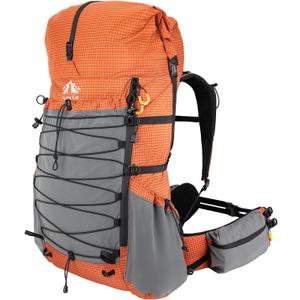 Night Cat Internal-frame Hiking Backpcack: 50L / 60L / 70L Roll Top Lightweight Travel Backpack with Rain Cover for Men Women Hiking Camping Backcpacking Orange Red