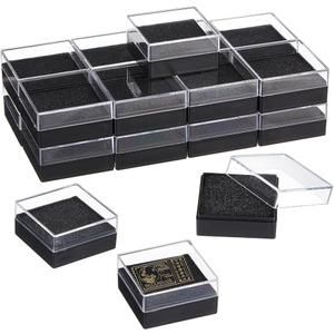 OLYCRAFT 20Pcs Clear Plastic Gift Box For Pin 1.7x1.7x0.9 inch Black Presentation Boxes for Badge Clear Lapel Pin Presentation Display Case for Lapel Pin Gemstone Storage Display