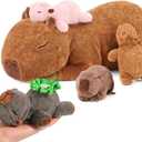 Ditucu 5Pcs Capybara Stuffed Animal Mommy 16.5 inch with 4 Babies 6.6 inch Family Set Cute Plushies Toys Gifts for Kids