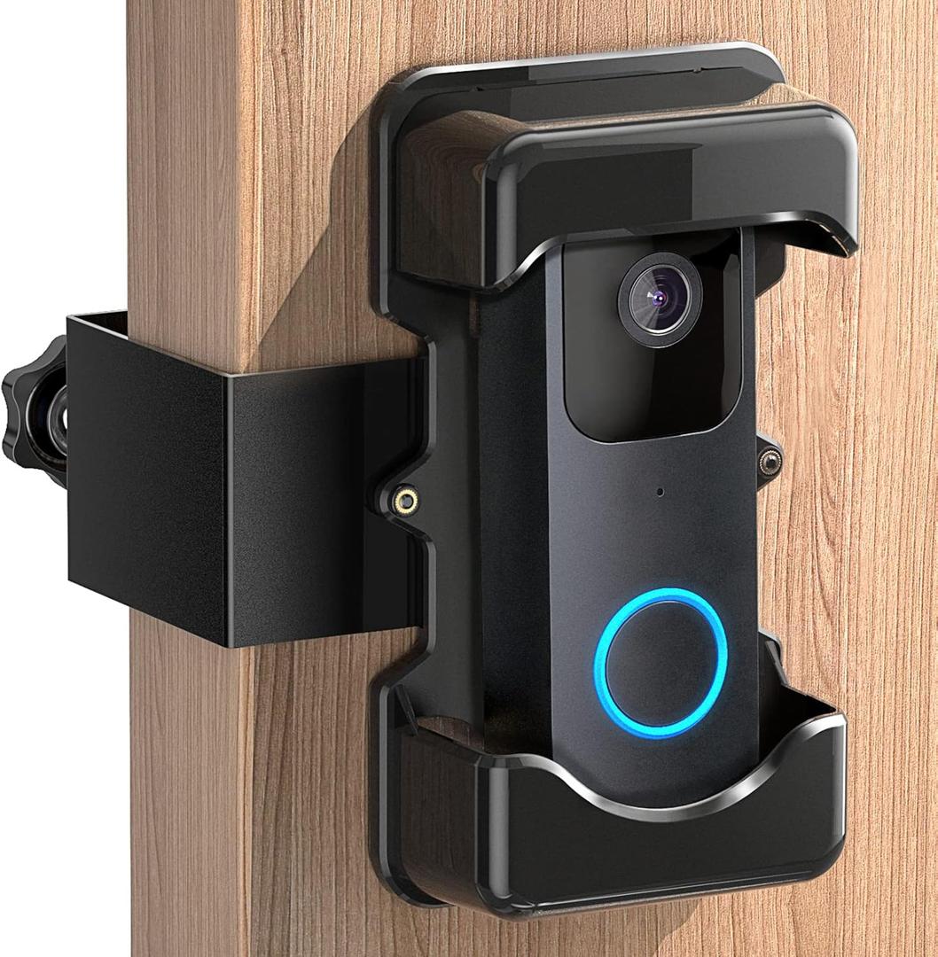 COOLWUFAN Anti-Theft Video Doorbell Mount, Adjustable Height(3.7-5.1), Compatible with Most Brand Video Doorbell, No-Drill Mounting Bracket for Most Brand Video Bell (Black)