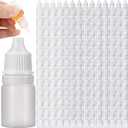 Umigy 200 Pcs Dropper Bottles Empty Eye Dropper Bottle Small Liquid Plastic Portable Squeezable Container with Caps and Plug for Oil, Eye Liquid Storage(White) (clear)