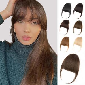 Bangs Hair Clip - Brown Clip in Bangs Real Human Hair, Fake Bangs Fringe with Temples Wispy Bangs Hair Extensions for Women Daily Wear