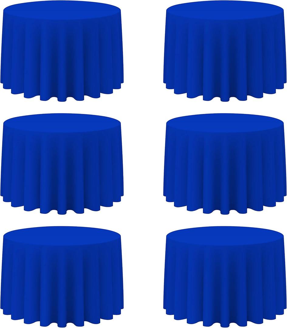 BRILLMAX 6 Pack Royal Blue Round Tablecloths 108 Inch - Circle Bulk Linen Polyester Fabric Washable Table Cloth Cover for Wedding Reception Banquet Birthday Party Buffet Restaurant