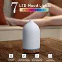 200ML Ceramic Essential Oil Diffuser - Ultrasonic Aromatherapy & Humidifier with 7-Color LED Lights, Auto Shut-Off, Wood Grain Base, 1H/3H/6H Timer | Scent for Home, Office, Yoga