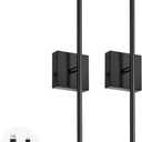 PETLIK Battery Operated Wall Sconces Set of 1, Rechargeable Wall Lights, 2500K-6500K Dimmable Wall Sconces with Remote Control, Night Light, Memory Function, 350°Rotation, 28 Inch (2 Pack)