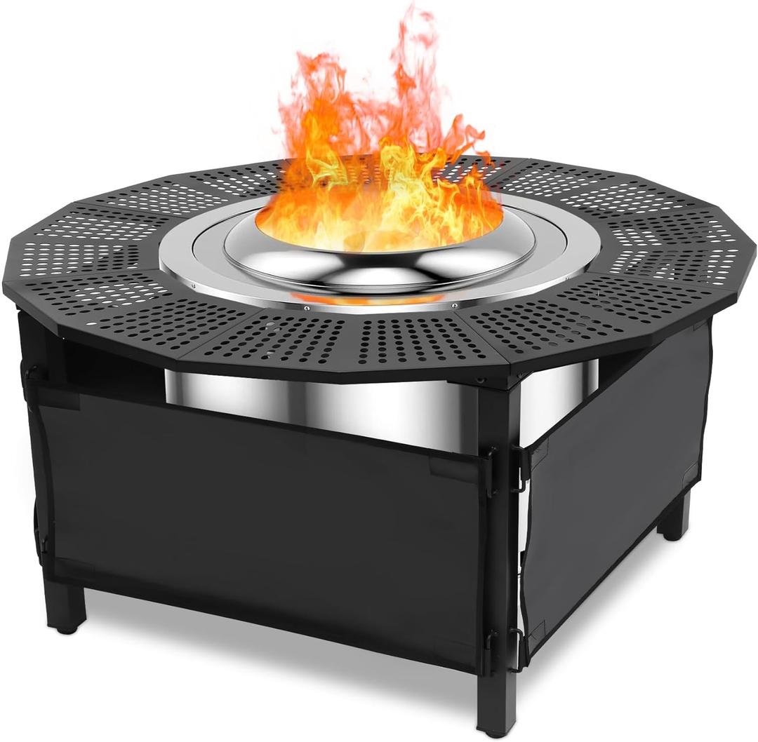 40-Inch Fire Pit Surround for Solo Stove Surround, 360 Safety Protection for Solo Stove Bonfire Accessories, Rust-Resistant Metal, Resistant to High Temperatures, Inner Diameter of 24 Inches