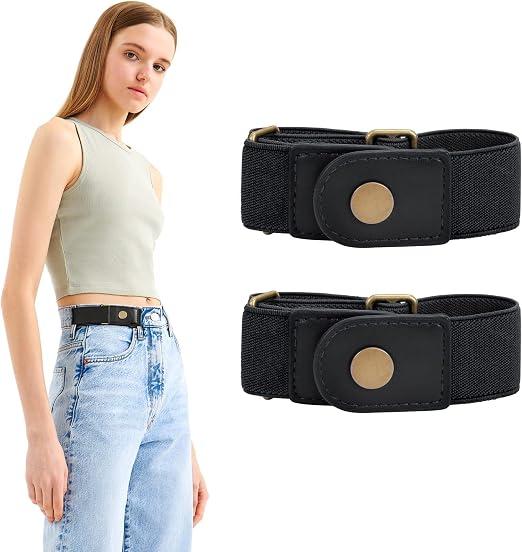 WERFORU No Buckle Stretch Side Belt For Women Elastic Belt for Jeans Pants Size: Pants Size 33"-50"