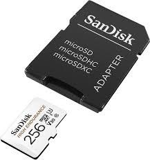 SANDISK 256GB High Endurance Video microSDXC Card with Adapter for dash cam and home monitoring systems  C10, U3, V30, 4K UHD, Micro SD Card  SDSQQNR256GGN6IA