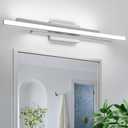 35 Inches Nickel LED Modern Bathroom Vanity Light Fixtures 25W Dimmable 5CCT Vanity Light Bar Over Mirror 3-Light Wall Light for Bathroom Over Mirror Picture Light