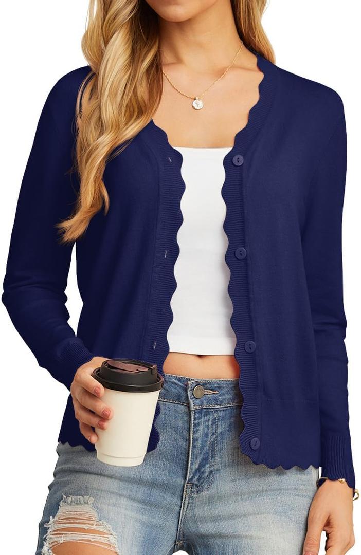 GRECERELLE Women's Long Sleeve V-Neck Button Down Cardigan Knit Shrugs Sweater (3X-Large)