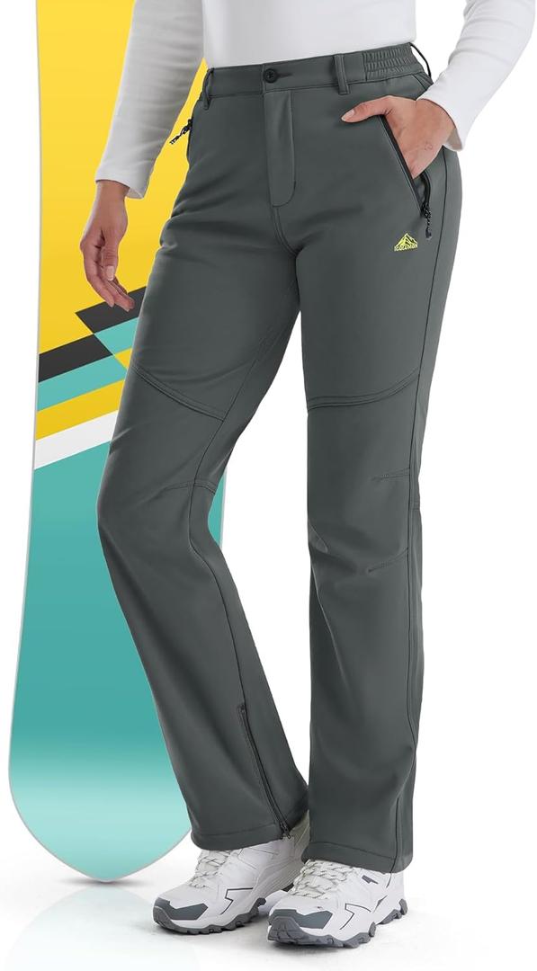 IGOLUMON Snow Ski Pants Womens Waterproof Fleece Lined Pants Winter Insulated Softshell for Hiking Snowboard Outdoor (Gray)