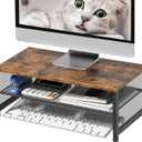 ECOLOVI 2-Tier Computer Monitor Stand Riser, Desk Organizer for Monitor, Printer & Laptop Stand, Desktop Workspace Organizers for Office Supplies(Brown)