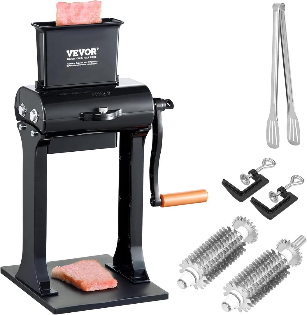 VEVOR Commercial Meat Tenderizer, Heavy Duty Stainless Steel Meat Tenderizer Machine, Quick and Easy Manual Operation Kitchen Tool, 5.8" Feed Port for Beef, Turkey, Chicken, Pork, Steak, and Fish VEVOR Commercial Meat Tenderizer, Heavy Duty Stainless Steel Meat Tenderizer Machine, Quick and Easy Manual Operation Kitchen Tool, 5.8" Feed Port for Beef, Turkey, Chicken, Pork, Steak, and Fish