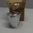 Silver Mini Galvanized Trash Can with Lid Mini Wastebasket Trash Can Small Metal Buckets Tabletop Trash Rubbish Bin Flower Pot Pen Holde Trash, Wastebaskets (9.5X9X9CM)