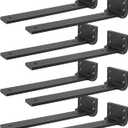 Heavy Duty Shelf Brackets, Floating Shelf Bracket 8 inch 8 Pack L Brackets for Shelves Black Metal Support Bracket for DIY Decorative with Screws