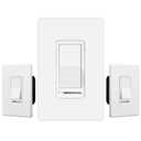 BESTTEN 3 Pack Dimmer Light Switch, Single Pole or 3 Way Dimmable Light Switch for Incandescent or Halogen Bulbs, CFL and LED Lamps, White