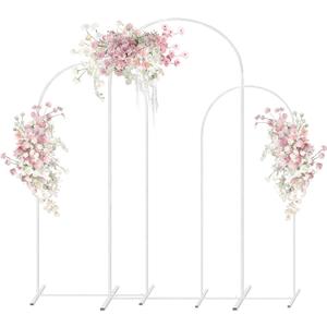 Metal Wedding Arch Backdrop Stand,3-Piece Arch Backdrop Stand for Wedding Ceremony Bridal Party Birthday Party Balloon Arch Decoration(White)
