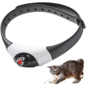 Wearable Automatic Cat Collar Laser Toy with Red Light, Interactive Cat Laser Toys for Indoor Cats, Rechargeable Electric Laser Collar Toy for Kitten (Black)