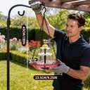 2026 New Solar Cascade Hanging Bird Bath Fountain Outdoor Bowl Bird Bath with Solar Pump, Large Hanging Fountain for Hummingbirds, Gardens, Patio & Backyard (Pink)