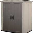 Keter Factor 6x3 Outdoor Storage Shed Kit-Perfect to Store Patio Furniture, Garden Tools Bike Accessories, Beach Chairs and Push Lawn Mower, Taupe & Brown