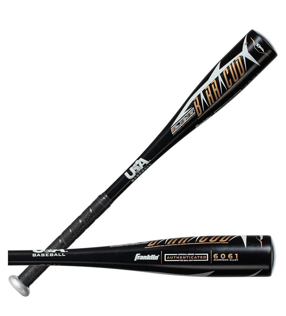 Franklin Sports Kids Teeball Bat - Venom + Barracuda Aluminum + Composite - USA Baseball Certified for Boys + Girls - Youth Metal Bat - Drop -10 to -13 Size  2-5/8" Barrel