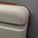Coolife Luggage 4 Piece Set Suitcase Spinner Hardshell Lightweight TSA Lock (Family Set, Apricot White)