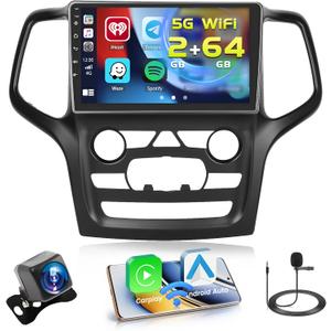 2+64GB for Jeep Grand Cherokee 2014-2020 Android 15 Car Stereo Wireless Carplay Android Auto, 9'' Touch Screen Car Radio GPS Navigation WiFi Bluetooth EQ FM/RDS Radio SWC Backup Camera