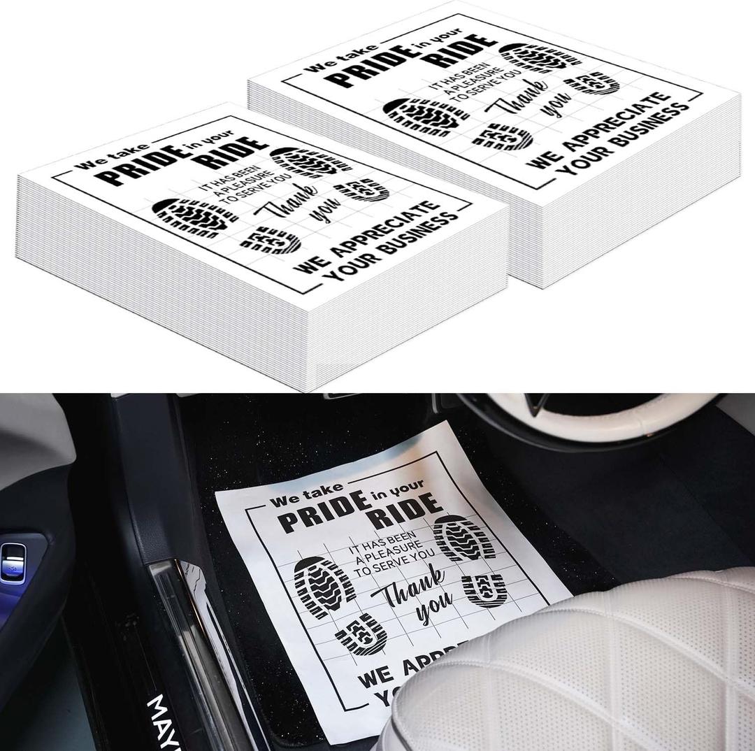 500Pcs Paper Floor Mats for Cars, Disposable White Automotive Floor Mats Kraft Paper, Waterproof Car Foot Pads Protective Papers, Thank You Mats for Car Detailing, Auto Dealership (20" x 16")